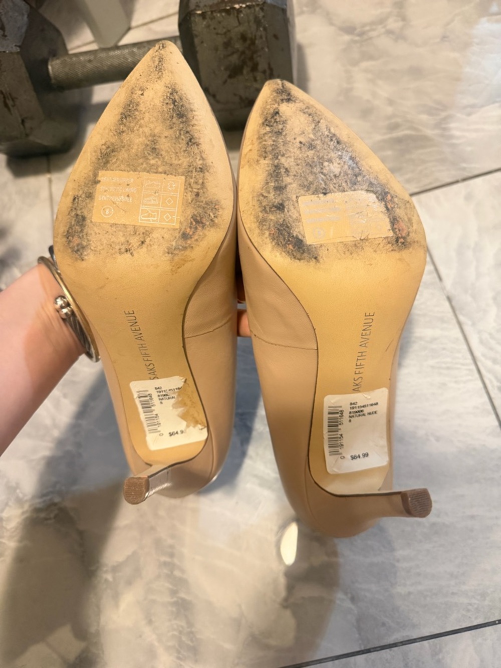 Saks Fifth Avenue Beige Pointed-Toe Pumps - Picture 2 of 2